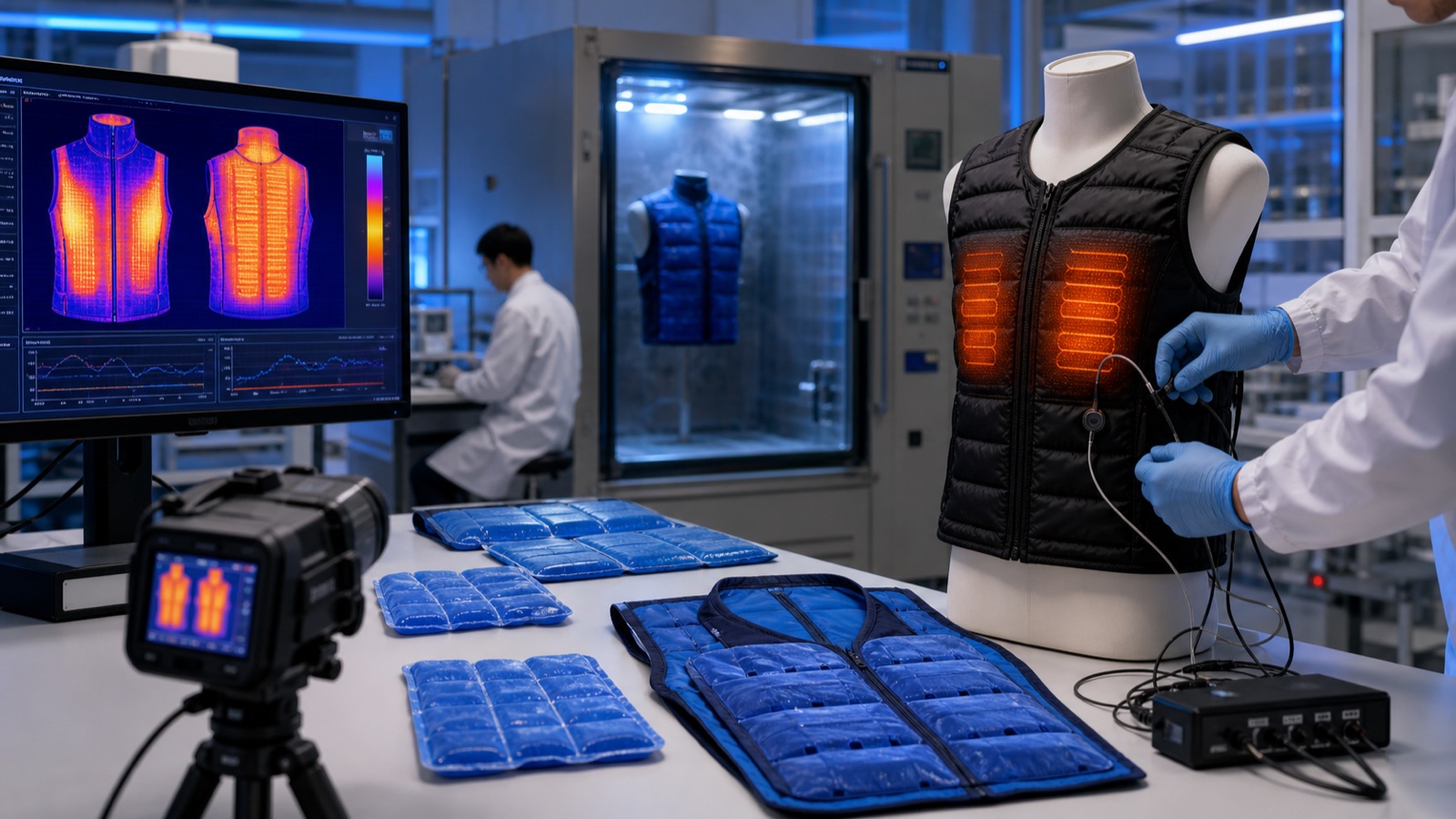 Thermal testing lab for cooling and heated apparel
